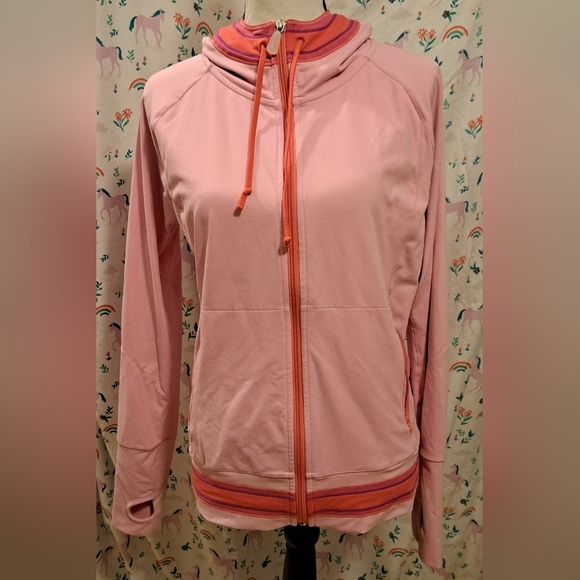 EUC Y2K Alo Yoga Baby Pink Casual Comfy Exercise Gym Hoodie Top SZ M - Picture 1 of 8